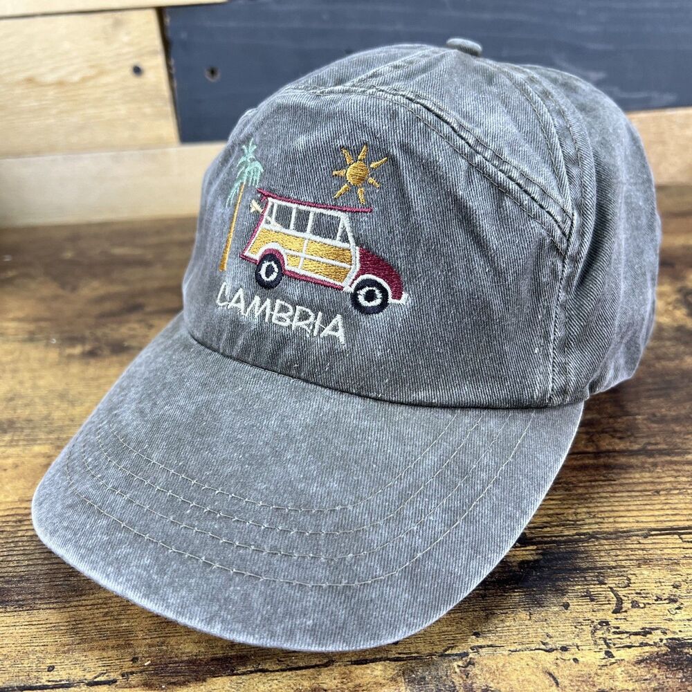 Cambria California Beach Van Baseball Cap Hat Gray Souvenir Adjustable Dad Hat